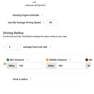 Set your own comfortable driving times or distances screenshot